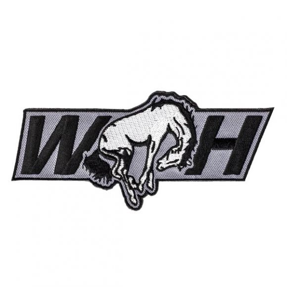 WILD HORSES Iron-On Embroidered Patch | Gray WH Bucking Bronco Questions & Answers
