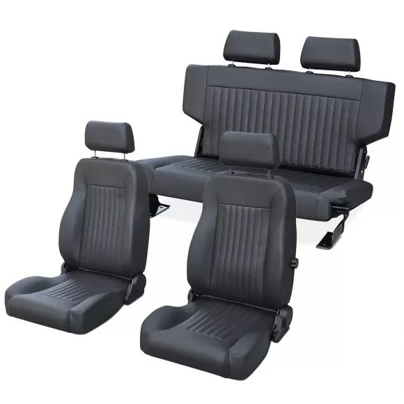 Caballo Seats Kit | Front & Rear | Pleated Black | 66-77 Ford Bronco Questions & Answers