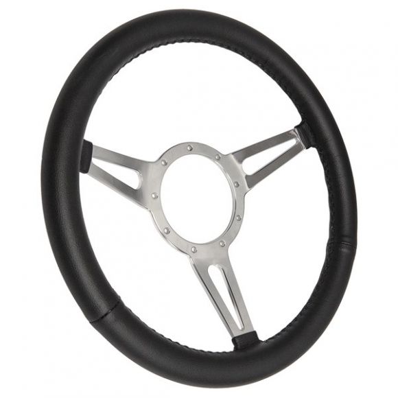 Three questions, what is the diameter of the wheel, how far back (towards the driver) does the 2977 adapter move the wheel, and does the adapter come in black?